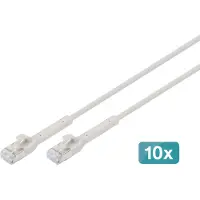 Digitus CAT 6A F-FTP abwinkelbares Patchkabel, Kupfer, 3 m, grau, 10 Stück, 3 m, Cat6a, F/FTP (FFTP), RJ-45, RJ-45, Grau
