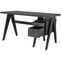 Casa Padrino Luxus Schreibtisch Schwarz 140 x 69 x H. 77 cm - Eleganter Massivholz Schreibtisch mit 2 Schubladen - Luxus Büro Möbel