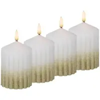 MARELIDA Liv Echtwachs gerillt mit Rillen 7x10cm weiß gold Weihnachten 4Stück