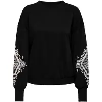 ONLY Sweatshirt "ONLBROOKE L/S O-NECK FLOWER SWT", Baumwollmischung, regular fit