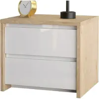 Die Möbelfundgrube Nachttisch weiß hochglanz - Jackson Hickory 52 cm x 48 cm - NEXT