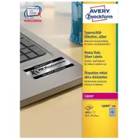Avery Zweckform Typenschildetiketten L6009-100, extrem robust, geeignet für SW-Laserdrucker, 45,7 x 21,2 mm, 4800 Stück/100 A4-Bogen, Polyesterfolie, silber