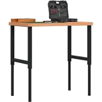 vidaXL Werkbank 100x60x(73-99,5) cm Massivholz Buche Rechteckig