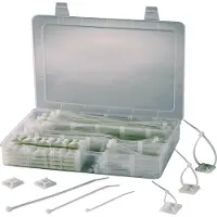 TRU COMPONENTS 1566420 EPR-350 Kabelbindersortiment 100 mm, 142 mm, 190 mm 4.80 mm Klar Med klæbesokler 1 Set