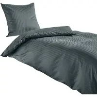 TRAUMSCHLAF Mako-Satin Bettwäsche Stripe 135x200 cm + 80x80 cm anthrazit