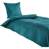 TRAUMSCHLAF Mako-Satin Bettwäsche Stripe 2x Kissenbezug 40x40 cm petrol