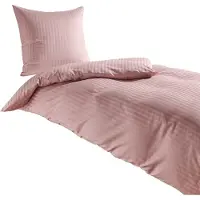 TRAUMSCHLAF Mako-Satin Bettwäsche Stripe 155x220 cm + 80x80 cm rosa