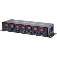 Renkforce RF-3269622 USB-Hub 7 Port USB-A USB 3.0 5 GBit/s Metallgehäuse, einzeln schaltbar, zur Wandmontage Schwarz RF