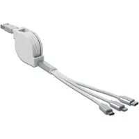 DeLOCK USB 3 in 1 Aufrollladekabel für 8 Pin / Micro USB / USB Type-C weiß
