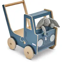 Smallstuff Lauflernwagen Truck aus Holz, Blau, Babyspielzeug