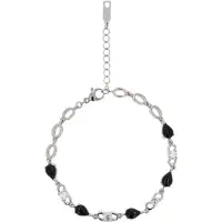 Faina Women Crystal-Studded Bracelet in Silver Black | Gr.: onesize