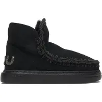 Mou für Damen. MU.FW411001A Lederstiefeletten Eskimo bold glitter logo schwarz (41), Wohnung, Keine, Lässig