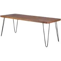 Wohnling Esstisch BAGLI Massivholz Sheesham 200 x 80 x 76 cm Esszimmer-Tisch Küchentisch modern Landhaus-Stil Holztisch mit Metallbeinen dunkel-braun