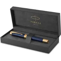 Parker - Duofold Centennial Fountain Pen - Prestige Blue Chevron - Fine Solid Gold Nib
