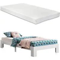 En.casa ABVB-5062 Holzbett Raisio - 120x200cm - Weiß + 1x Matratze HKSM 120x200