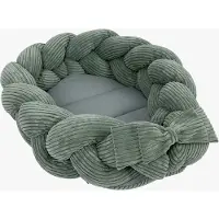 Meowbaby Aesthetic Babynest mit geflochtenem Schutz, Olive Green