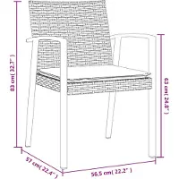 vidaXL 5-tlg. Garten-Essgruppe mit Kissen Poly Rattan und Stahl