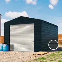 TOM BUILDER 4,05 x 4,4 m ARGO, Stahldach, Leichtbauhalle, Trapezblechverkleidung, Anthrazit, mit Statik (Betonuntergrund), ohne Setangebot - (KROV00008)
