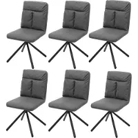MCW 6er-Set Esszimmerstuhl MCW-G58, Küchenstuhl Stuhl, drehbar Auto-Position Textil/Stoff grau