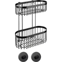 Wenko Wandregal 2 Etagen Classic Plus Black mit Vacuum-Loc Adapter, Befestigen ohne bohren Wenko