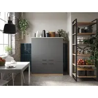Respekta Haushaltsschrank Schrank 120 cm Eiche Sägerau Weiß/Grau/Schwarz Merle