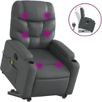 vidaXL Massagesessel mit Aufstehhilfe Grau Kunstleder