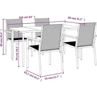 vidaXL 5-tlg. Garten-Essgruppe Schwarz Textilene und Stahl