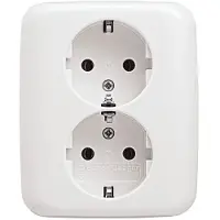 Busch-Jaeger 202 EUJ-214, CEE 7/3, 2 Modul(e), 2P+E, Schraubenlos, Wand, Weiß