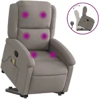 vidaXL Massagesessel mit Aufstehhilfe Taupe Stoff