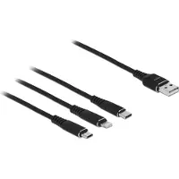 DeLOCK 87155, 1 m, USB A, Micro-USB B/Lightning/Apple 30-pin, USB 2.0, Schwarz