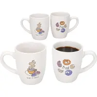 MamboCat 4er Set Bakery Kaffeebecher 300ml Porzellan-Tassen zwei Motive Tee Cappuccino