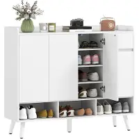HOMCOM SCHUHSCHRANK MDF Kiefernholz Weiß