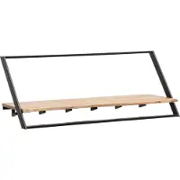FineBuy Wandgarderobe Akazie Massivholz Metall 100cm Hängegarderobe Industrial Baumkante