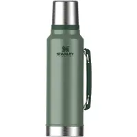 Stanley The Legendary Classic Bottle 1.5QT, Hammertone Green 10-11347-119 Thermosflasche mit Deckel und Becher, 1,4 L