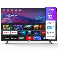 Tutu Vidaa TV - LED HD - 32 Zoll/82 cm - Randlos Design - Tripple Tuner DVB-T/T2/S/S2/C - HDMI x3, USB x2, CI+ - Streaming apps - Montiert in Eindhoven - TUV32HQ1B