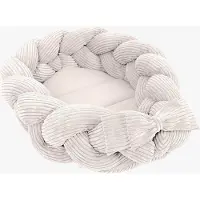 Meowbaby Aesthetic Babynest mit geflochtenem Schutz, Ecru