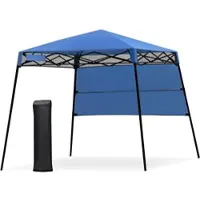 Costway Gartenpavillon Faltpavillon Partyzelt Gartenzelt mit Tasche, Metall Pavillon für Camping, Party, Barbecue 181x181x210cm (Blau)