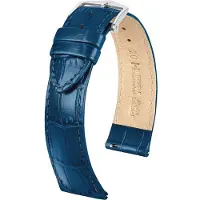 Hirsch 03427080-2-18 Leder-Uhrenarmband Louisianalook L 18 mm Blau