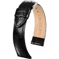 Hirsch 03427050-2-18 Uhren-Lederarmband Louisianalook L 18 mm Schwarz