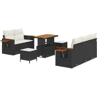 vidaXL Gartensofa-set 10 stk. 7-Sitzanzahl Schwarz und Creme