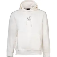 Armani Exchange für Herren. XM000369AF10818U0009 Weißes laminiertes Kapuzensweatshirt aus Baumwoll-Polyester-Stretch mit weißer Kapuze (