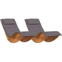 vidaXL Sonnenliege mit Kissen 2-Person 2 pcs Braun Massivholz Akazie