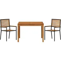 vidaXL Garten Essgruppe 3 stk. Schwarz Massivholz Akazie