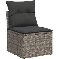 vidaXL 7-tlg. Garten-Sofagarnitur mit Kissen Grau Poly Rattan