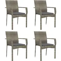 vidaXL 5-tlg. Garten-Essgruppe mit Kissen Grau Poly Rattan