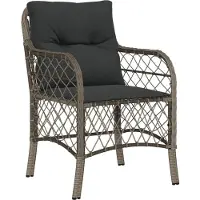 vidaXL 3-tlg. Bistro-Set mit Kissen Grau Poly Rattan