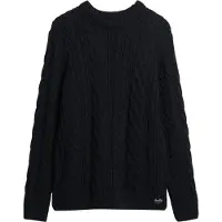 Superdry für Herren. M6110638A Marineblauer Jacob Zopfstrickpullover (M), Lässig, Acryl, Nachhaltig