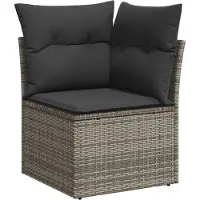 vidaXL 10-tlg. Garten-Sofagarnitur mit Kissen Grau Poly Rattan