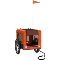 vidaXL Fahrradanhänger Hunde Orange und Schwarz Oxford-Gewebe & Eisen