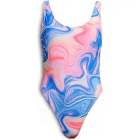 Superdry für Damen. W3010408A Bedruckter Badeanzug mit mehrfarbigem tiefem Rückenausschnitt (XL), Strandbekleidung, Recyceltes Polyester, Na